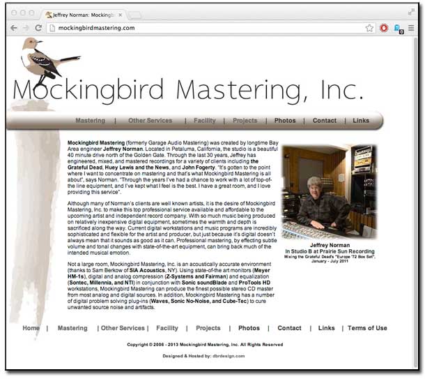 Mockingbird Mastering Home Page
