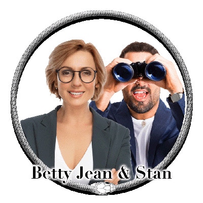 Betty Jean & Stan - Betty Jean, an early and low-key instigator for change. Stan, Betty Jean’s husband, who has discovered a neighbor across the way who puts on a 5-Star show every evening by not closing her curtains.